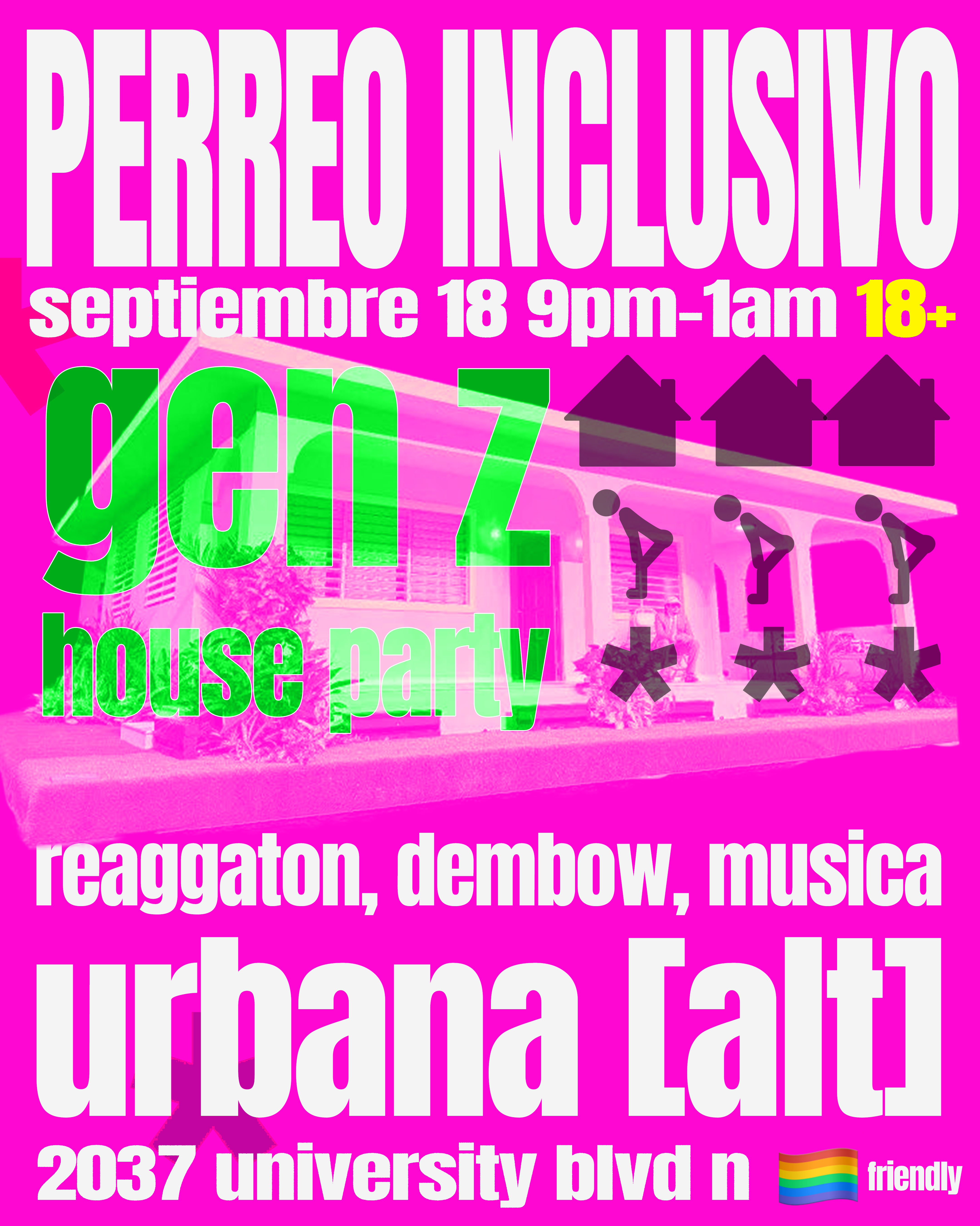 Perreo Inclusivo event poster with date, venue and music details